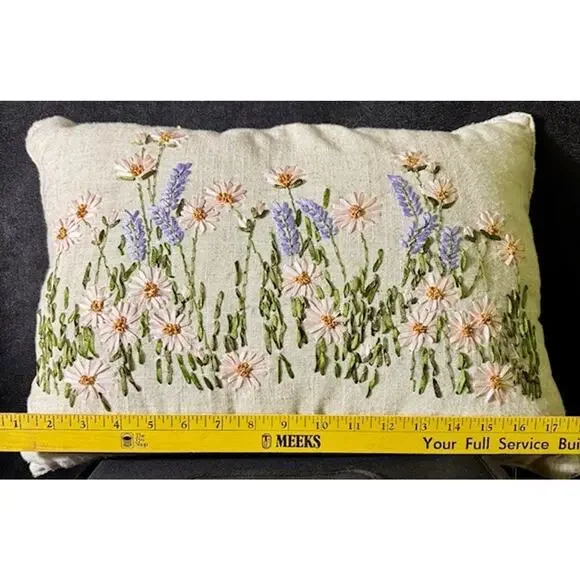 Pillow Spring Wild Flowers Theme 10”x17” Zipper Closure - Picture 2 of 6